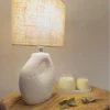 Velador de Mesa Rustico Blanco Con Pantalla Vc3.