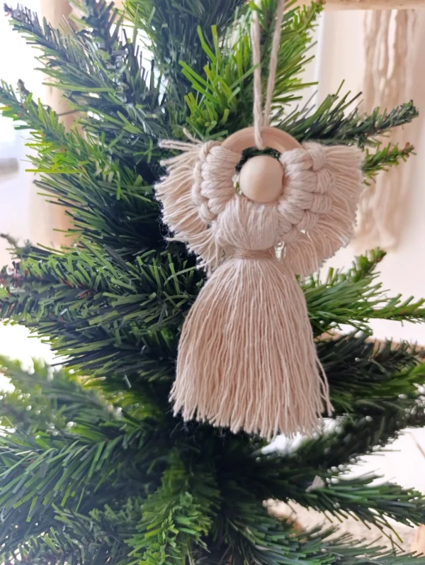 Adorno navideño Angelitos de macramé x 3