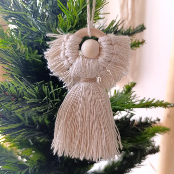 Adorno navideño Angelitos de macramé x 3