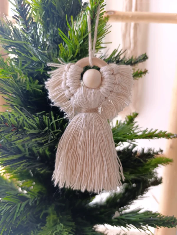 Adorno navideño Angelitos de macramé x 3
