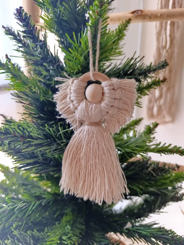Adorno navideño Angelitos de macramé x 3
