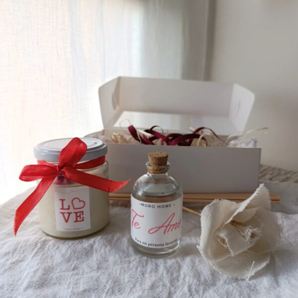 Box Vela, Llavero y Home Spray - San Valentin